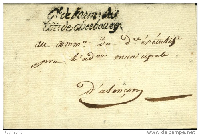 ' Gl De L'arm Des / Côtes De Cherbourg ' Sur Lettre En Franchise Avec Texte Daté Au Quartier... - Legerstempels (voor 1900)