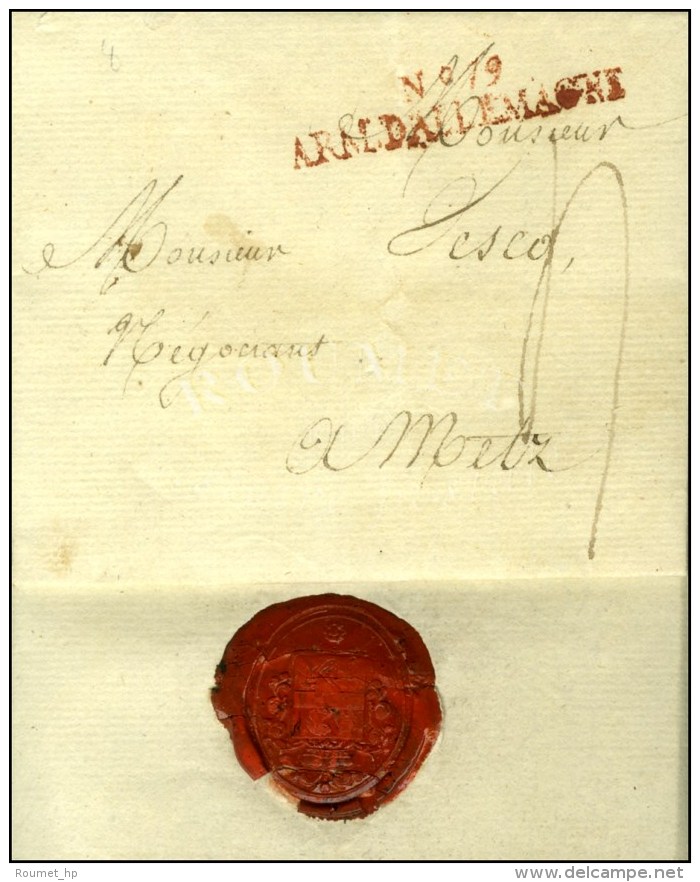 N° 19 / ARM. D'ALLEMAGNE Rouge Sur Lettre Avec Texte Daté '' Au Bivouac De L'île Napoléon... - Legerstempels (voor 1900)