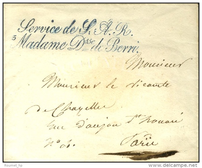 ' Service De S.A.R. / 5 Madame Dsse De Berri ' (S N° 4148a) Sur Enveloppe Avec Texte Daté De Paris Le 18... - Burgerlijke Brieven Zonder Portkosten