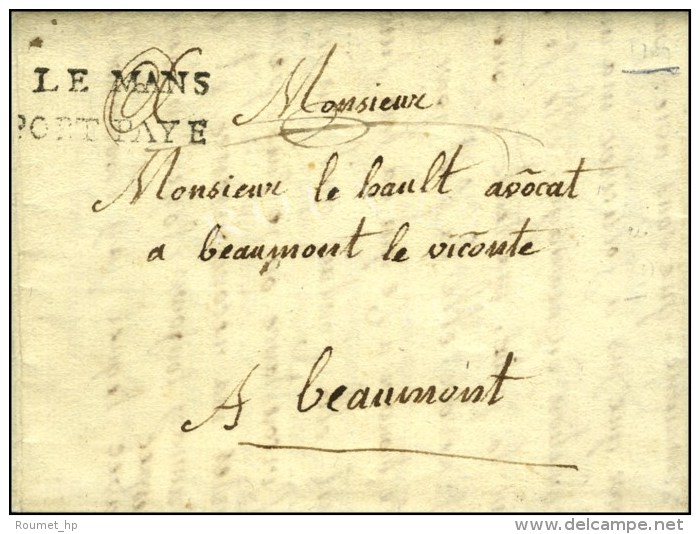 LE MANS / PORT PAYE (L N° 9) (Cote : 1000). 1789. - TB / SUP. - R. - 1701-1800: Voorlopers XVIII