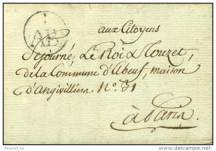 ABs Bleu (Pothion N° 2631) Au Recto Et Au Verso D'une Lettre Avec Texte Daté De Paris Le 2 Brumaire An... - 1701-1800: Voorlopers XVIII