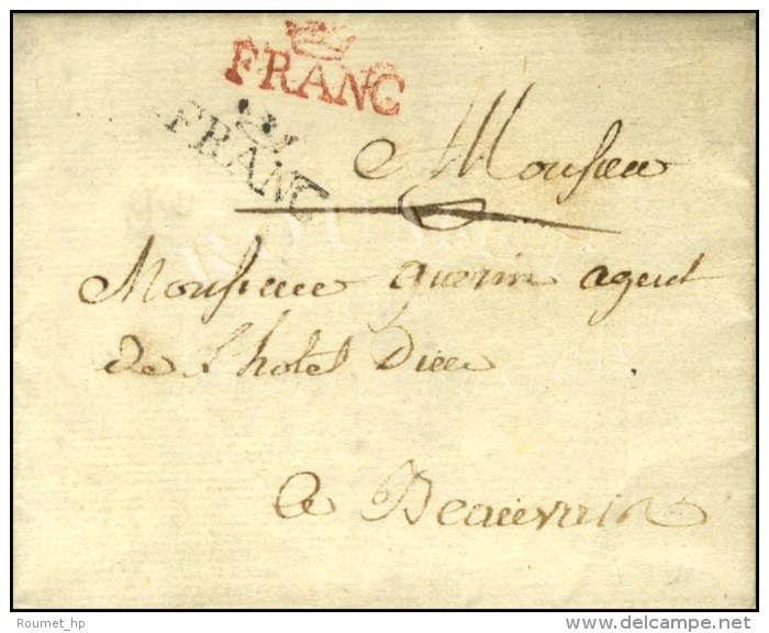 FRANC Couronné Rouge (21 Mm) + FRANC Couronné Noir Sur Lettre Avec Texte Daté De Paris Le 20... - 1701-1800: Voorlopers XVIII