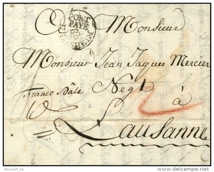 PORT / PAYE / D'HABSHEIM (L N° 3) Sur Lettre Avec Texte Daté De Mulhouse Pour Lausanne. 1787. (cote :... - 1701-1800: Voorlopers XVIII