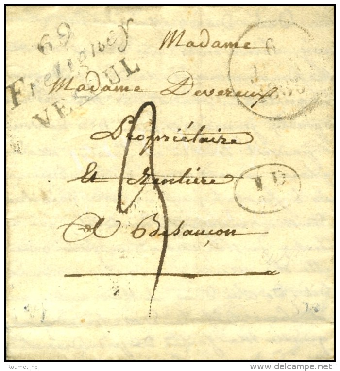 Cursive 69 / Fretigney / VESOUL Dateur A 1830. 2 Pièces Connues. - TB. - RR. - Andere & Zonder Classificatie