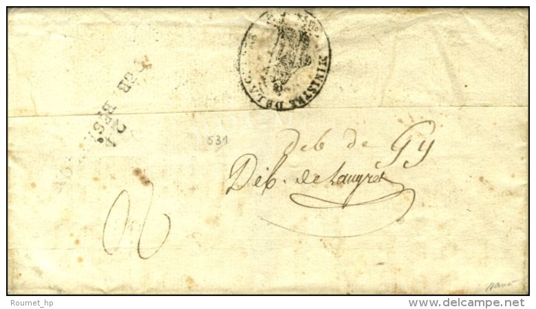 '' Deb De Gy '' + '' Deb De Langres '' + 24 / DEB. BESANCON Sur Lettre Sans Texte Du Ministre De La Guerre. Rare... - Andere & Zonder Classificatie