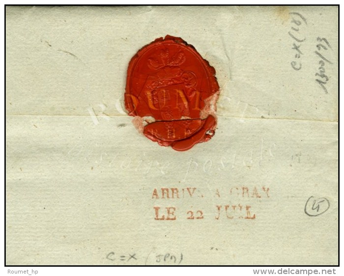 BUREAU GENERAL / ARM. D'ALLEMAGNE Rouge Sur Lettre Avec Texte Daté D'Augsbourg Le 15 Juin 1809 Pour Gray. Au... - Andere & Zonder Classificatie