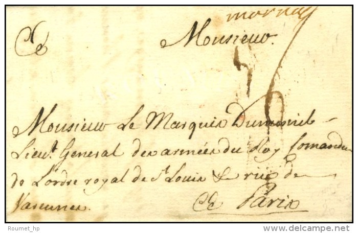 '' Marnay '' Sur Lettre Avec Texte Daté De Marnay Le 10 Août 1754. 1ère Pièce Vue. - TB... - 1701-1800: Voorlopers XVIII