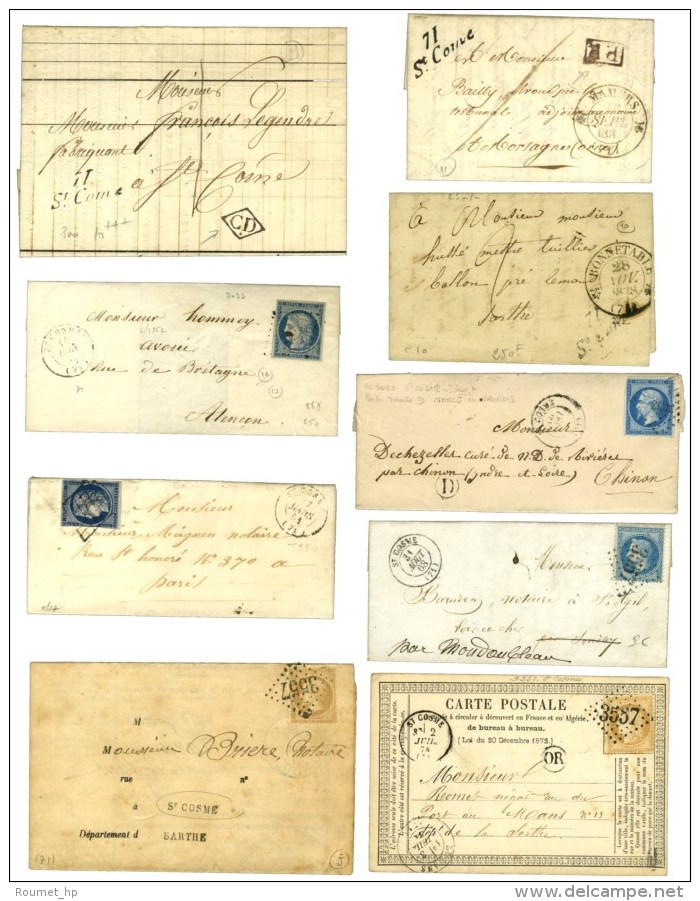 Lot De 9 Lettres De St Cosme (Cursive, Grille, PC Et GC). - TB. - Andere & Zonder Classificatie