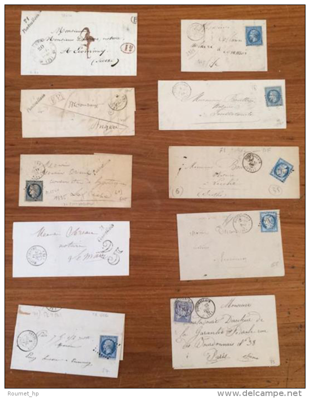 Lot De 10 Lettres De Pontvallain (Cursive Dont 1 Avec N° 4, PC, GC Et Càd). - TB. - Andere & Zonder Classificatie