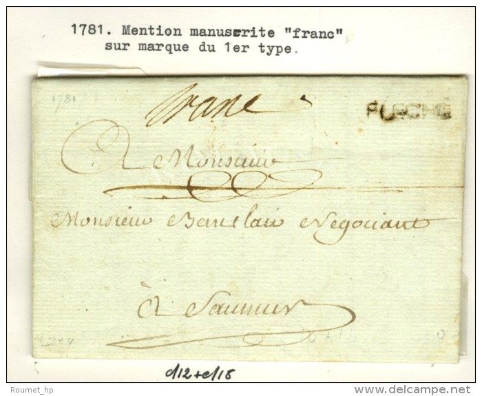 FLECHE + '' Franc '' Sur Lettre Avec Texte Daté 1781. - TB. - Autres & Non Classés