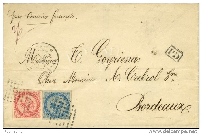 Losange / CG N° 4 + 6 Càd GUYANE / CAYENNE Sur Lettre 2 Ports Pour La France. 1870. - TB / SUP. - R. - Andere & Zonder Classificatie