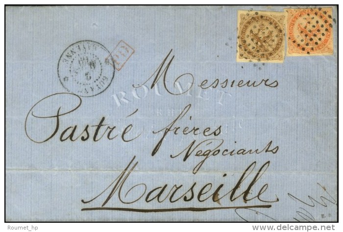 Losange / CG N° 3 + 5 Càd GUYANE / CAYENNE Sur Lettre Pour La France. 1869. - TB. - R. - Andere & Zonder Classificatie