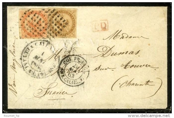 Losange / CG N° 3 + 5 Grand Càd CAYENNE / GUYANE FRANCAISE Sur Lettre Pour La France. 1863. - TB. - R.  ... - Andere & Zonder Classificatie