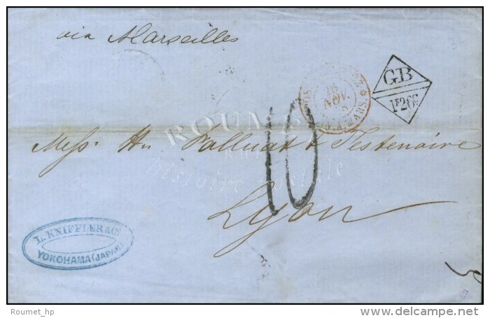 Lettre En Double Port Avec Texte Daté De Yokohama Le 6 Octobre 1868 Pour Lyon, Au Recto Marque... - Andere & Zonder Classificatie