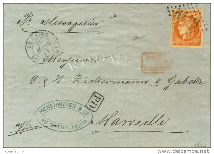 GC 5119 / N° 48 Càd LE CAIRE / Bau FRANCAIS Sur Lettre Pour Marseille. 1871. - TB / SUP. - R. - Andere & Zonder Classificatie