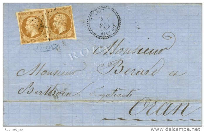 GC 5076 / N° 13 Paire Càd T 22 TIARET / ALGERIE Sur Lettre Pour Oran. 1862. - TB. - R. - Andere & Zonder Classificatie