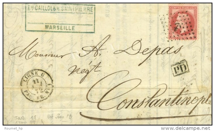 Ancre / N° 32 Càd LIGNE U / PAQ. FR. N° 1 Sur Lettre De Marseille Pour Constantinople. 1872. - TB /... - Maritieme Post