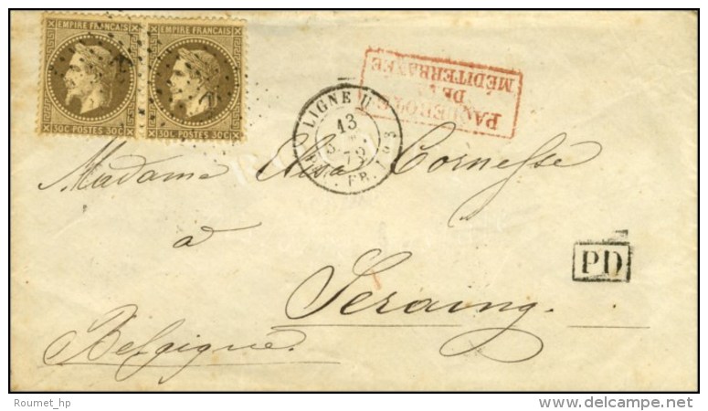 Ancre / N° 30 Paire Càd LIGNE U / PAQ. FR.N° 3 Sur Lettre Pour La Belgique. 1872. - TB / SUP. - Maritieme Post