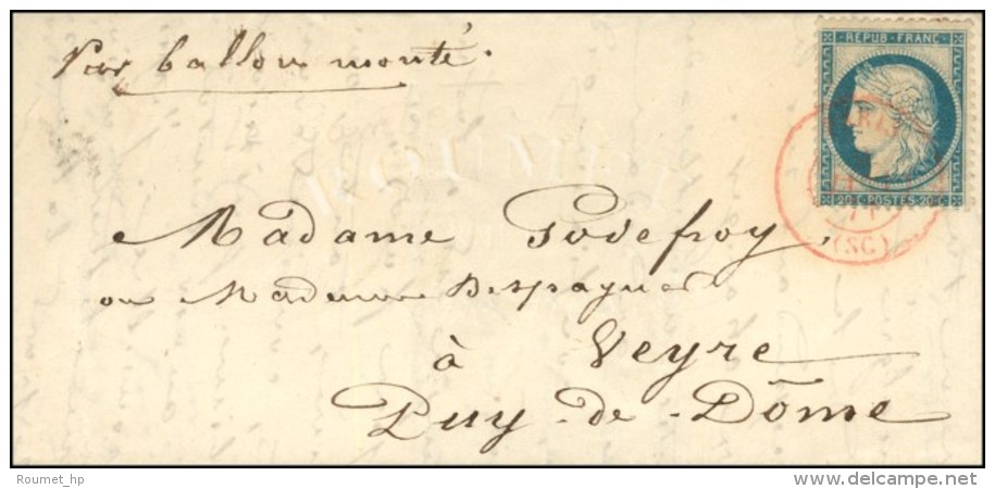 Càd Rouge PARIS (SC) 9 JANV. 71 / N° 37 Sur Lettre Pour Veyre (Puy De Dôme). Au Verso, Cachet... - Oorlog 1870