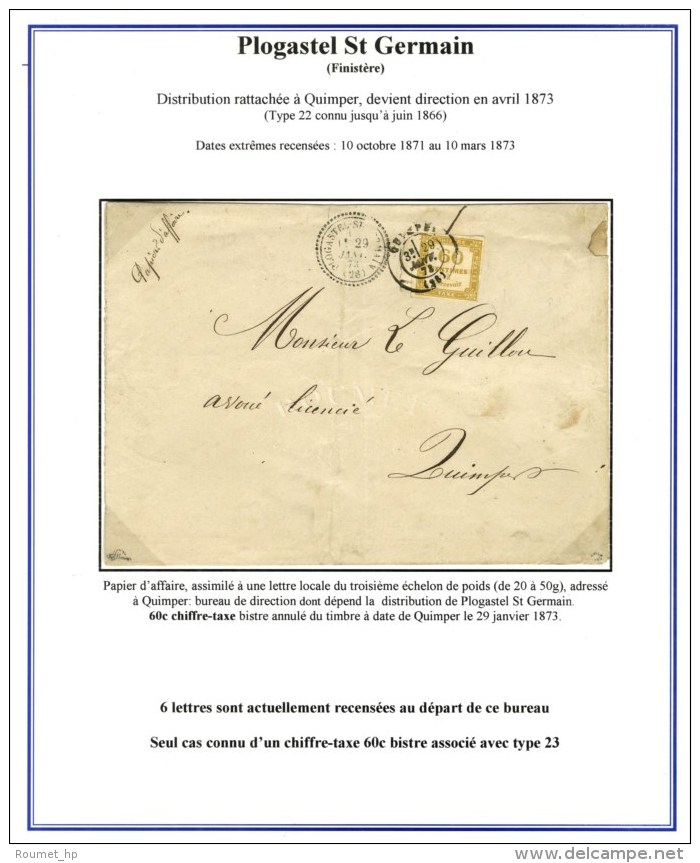Càd T 23 PLOGASTEL-St-GERMAIN (28) Sur Papier D'affaires Non Affranchi Adressé à Quimper,... - 1859-1959 Brieven & Documenten