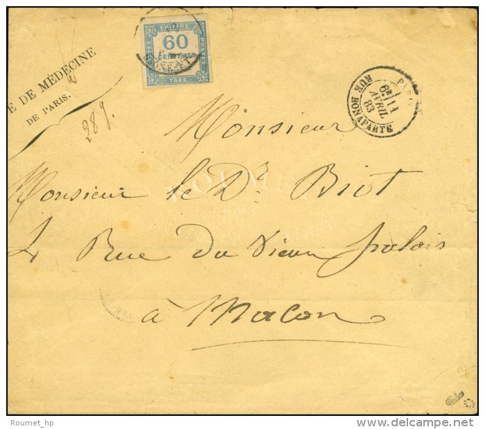 Càd PARIS / RUE BONAPARTE Sur Lettre Territoriale 2 Ports Non Affranchie (légèrement... - 1859-1959 Brieven & Documenten