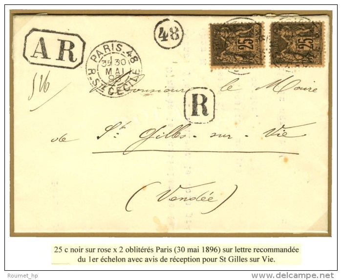 Càd PARIS-48 / R-Ste CECILE / N° 97 (2) Sur Lettre Recommandée Du 1er échelon Avec AR.... - 1876-1878 Sage (Type I)