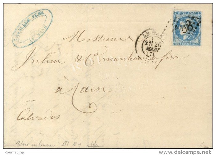 GC 2188 / N° 46 Bleu Outremer Càd T 17 LE MANS (71). 1871. - TB. - R. - 1870 Uitgave Van Bordeaux