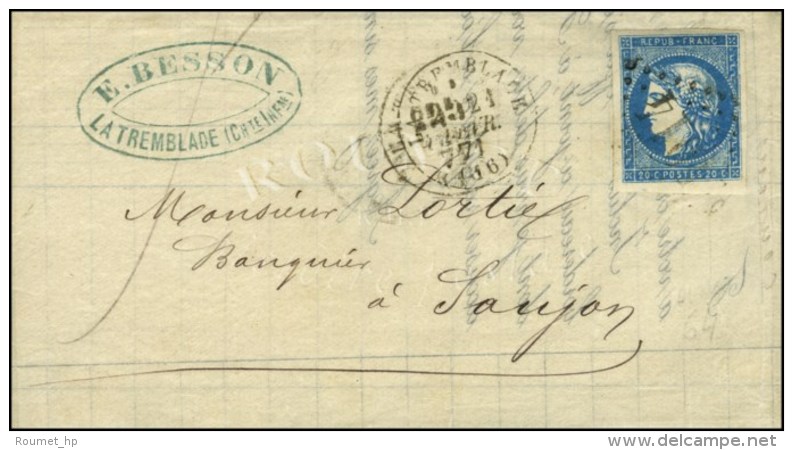 GC 4014 / N° 44 (petit Bdf Et Superbes Marges) Càd T 16 LA TREMBLADE (16) Sur Lettre Avec Texte Pour... - 1870 Uitgave Van Bordeaux