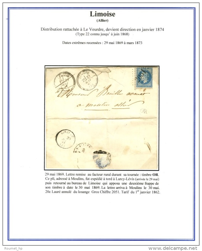 GC 2051 / N° 29 Avec 2 Càd T 23 LIMOISE (3) 29 MAI 69 (1ère Et 2ème Levée). Pli... - 1863-1870 Napoleon III Gelauwerd