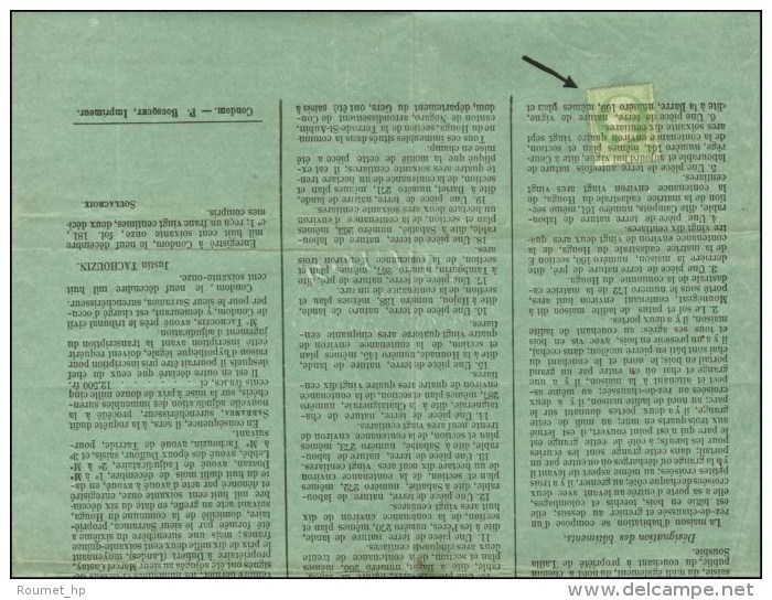 Oblitération Typographique / N° 20 Sur Une Affiche De Vente Immobilière. 1871. - TB. - R. - 1862 Napoleon III