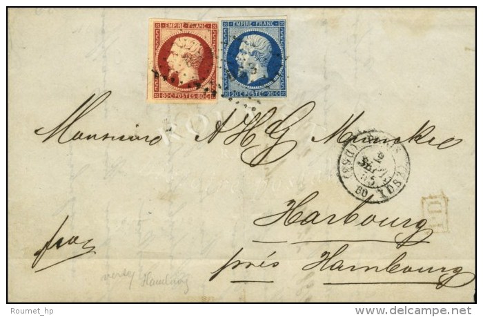 Losange DS3 / N° 14 (infime Pli) + 17 (marge Droite Courte) Càd (DS3) PARIS (DS3) 60 Sur Lettre Pour... - 1853-1860 Napoleon III