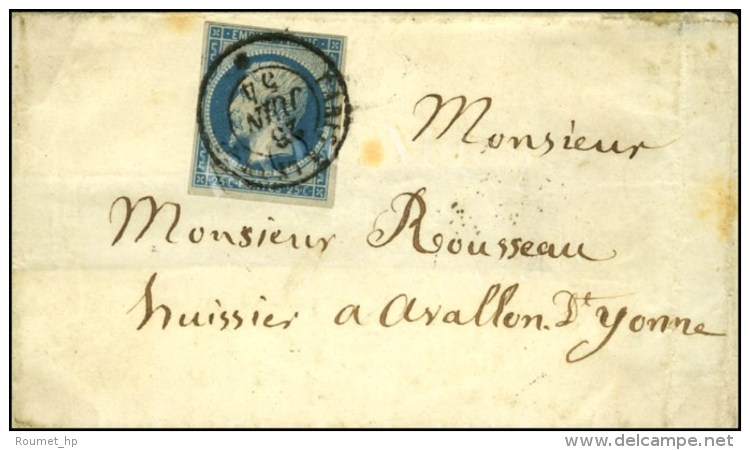 Càd PARIS A LYON / * 26 JUIN 54 / N° 15 Sur Lettre Pour Avallon. Exceptionnelle Combinaison. - SUP. -... - 1853-1860 Napoleon III