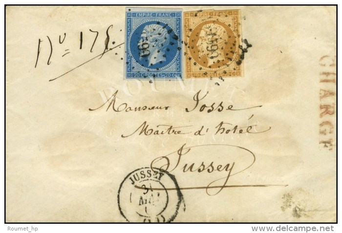 PC 1599 / N° 13 + 14 Càd 15 JUSSEY (69) Sur Lettre Chargée Locale, Au Verso Descriptif De... - 1853-1860 Napoleon III