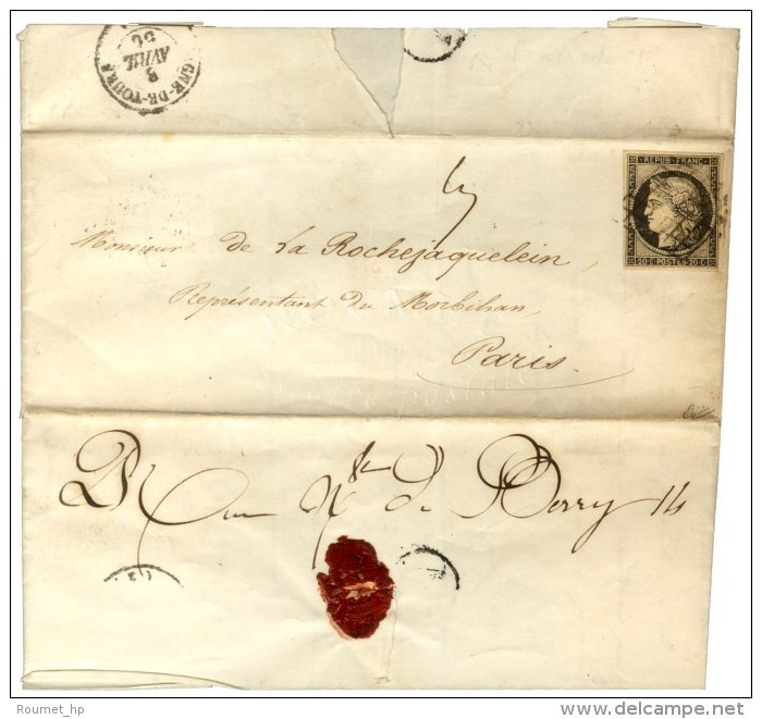 Grille Seule / N° 3 Sur Lettre Avec Texte Daté De La Flèche Le 8 Avril 1850 Adressée... - 1849-1850 Cérès