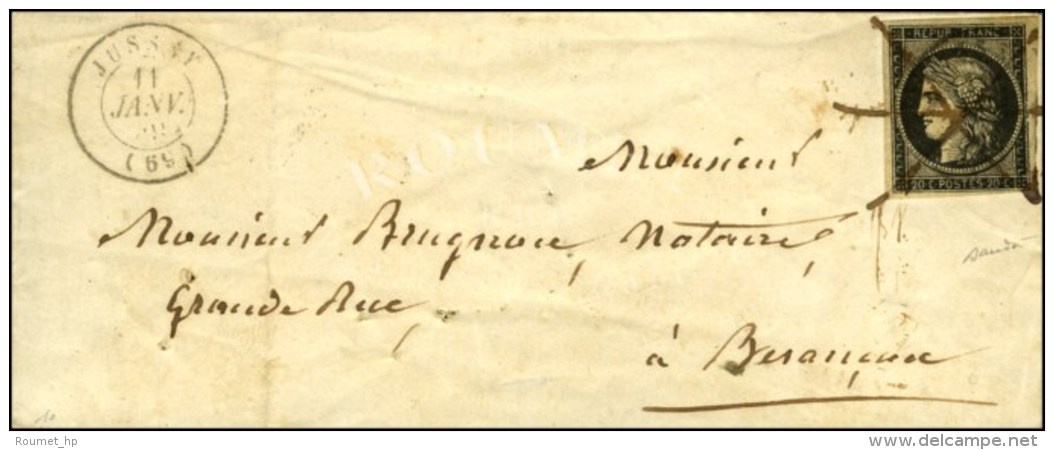 Plume + Càd T 15 JUSSEY (69) 11 JANV. 49 / N° 3 Sur Lettre Pour Besançon. - TB. - R. - 1849-1850 Cérès