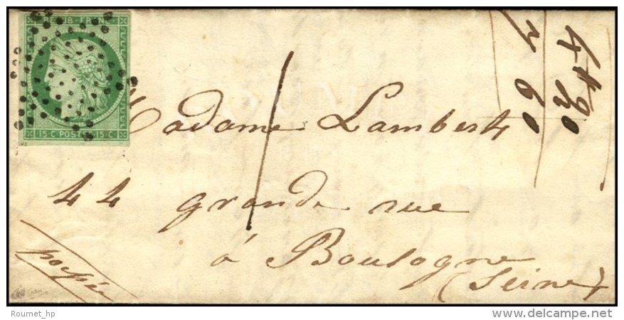 Etoile / N° 2 Sur Lettre Insuffisamment Affranchie Pour Boulogne-s-Seine Taxe 1. 1852. - TB / SUP. - R. - 1849-1850 Cérès