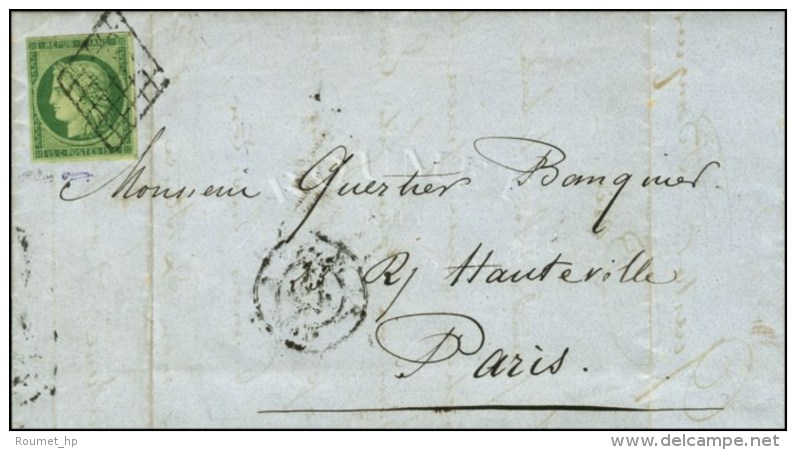 Grille / N° 2 Sur Lettre Avec Texte De Paris Pour Paris. Au Verso, Càd D'arrivée 12 JUIL. 51. -... - 1849-1850 Cérès