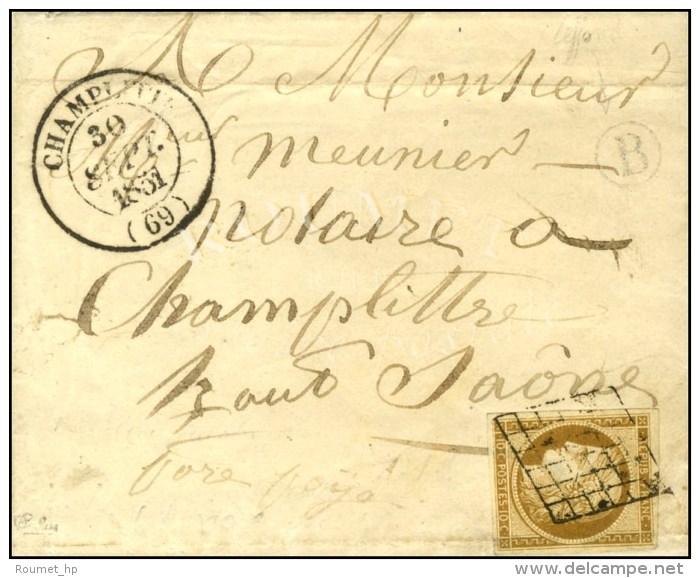 Grille / N° 1 (infime Pli) Càd T 14 CHAMPLITTE (69) B Rur B Sur Lettre Locale Avec Texte Daté De... - 1849-1850 Cérès