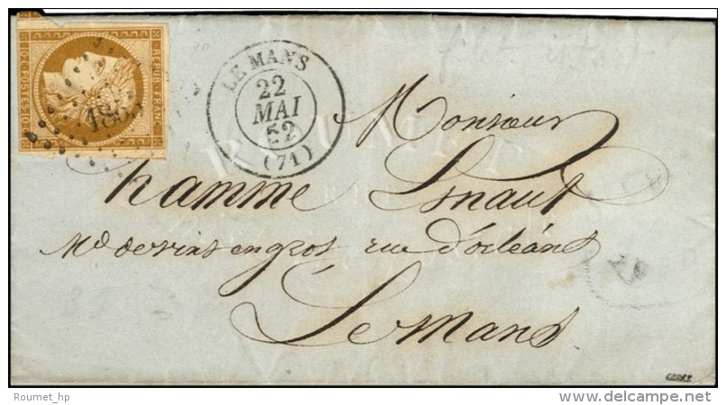 PC 1855 / N° 1 Bistre Brun Càd T 15 LE MANS (71) Sur Lettre Locale. 1852. - TB. - R. - 1849-1850 Cérès