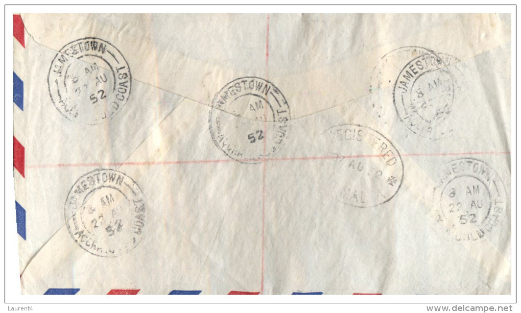 (717) Registered Cover From Gold Coast James Town (now In Ghana) To The Island Of Malta - 1952 - - Costa D'Oro (...-1957)