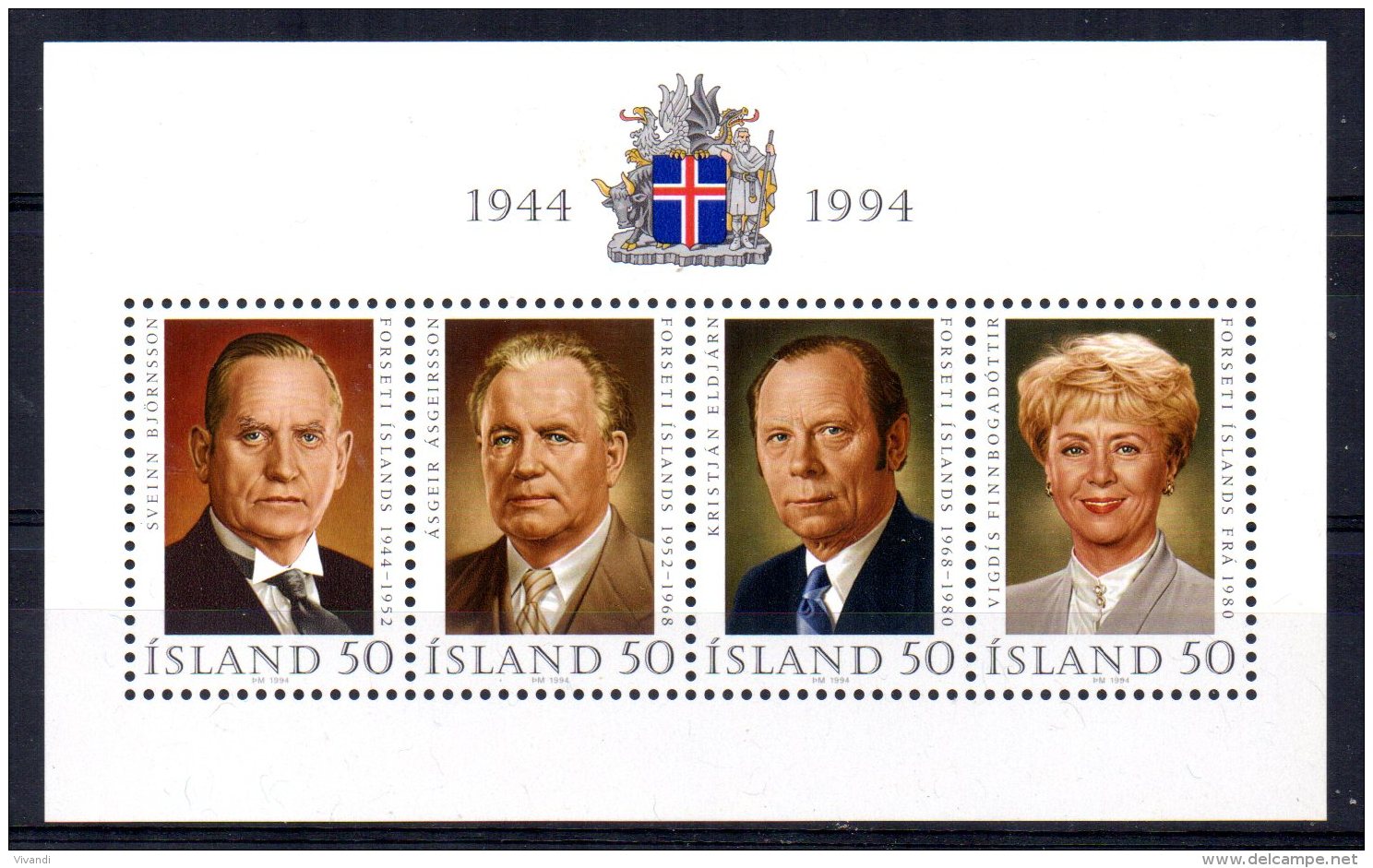 Iceland - 1996 - 50th Anniversary Of Republic/Presidents Miniature Sheet - MNH - Unused Stamps