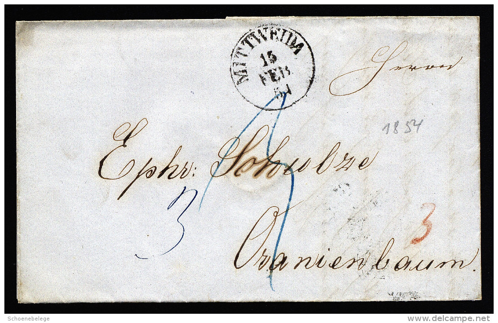 A4214) AD Sachsen Brief Von Mittweida 15.2.1854 Nach Oranienbaum Mit Bahnpoststempel - Sachsen