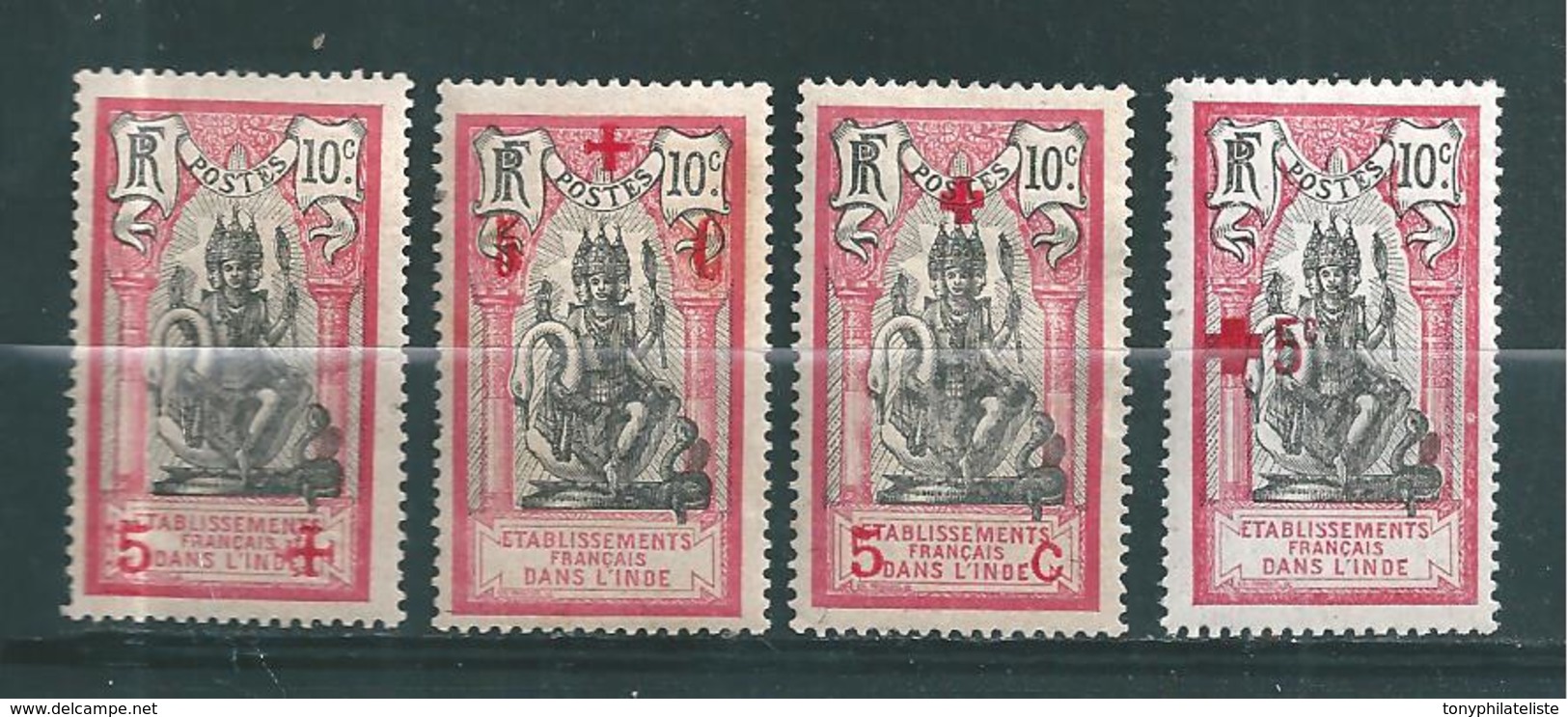 France Colonie Inde Timbres De 1915/16  N°45 A 48  Croix Rouges  Neufs * - Unused Stamps