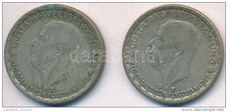 Svédország 1949TS 1Kr Ag 'V. Gusztáf' (2x) T:2-
Sweden 1949TS 1 Krona Ag 'Gustaf V' (2x) C:VF - Non Classés