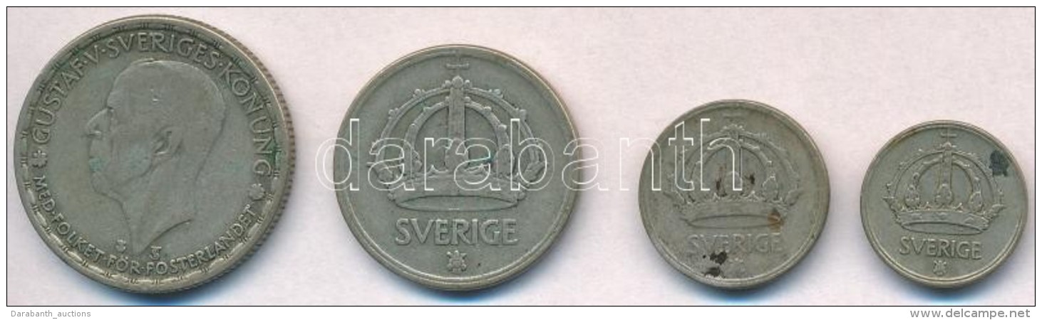 Svédország 1943G 25ö Ag + 1950TS 10ö Ag + 50ö Ag + 1Kr Ag 'V. Gusztáv' T:2,2-... - Sin Clasificación