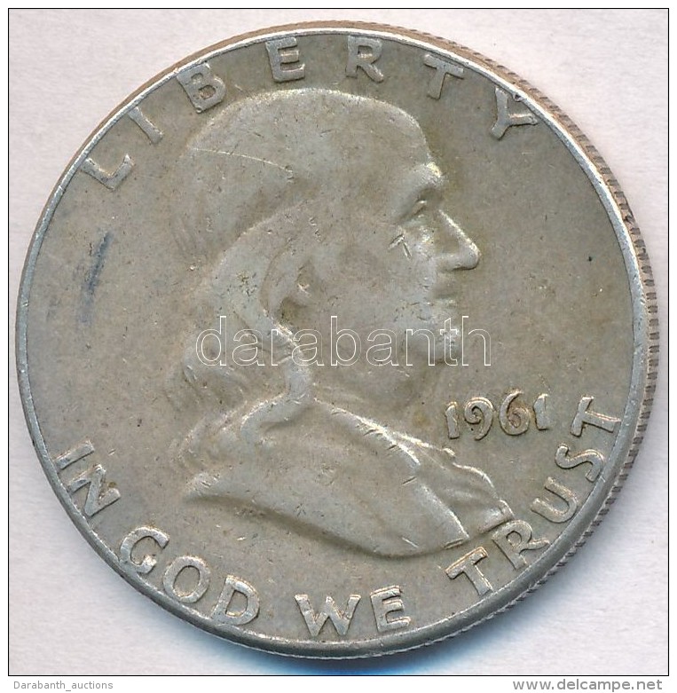 Amerikai Egyesült Államok 1961. 1/2$ Ag 'Franklin' T:2- Ph. 
USA 1961. 1/2 Dollar Ag 'Franklin' C:VF... - Zonder Classificatie