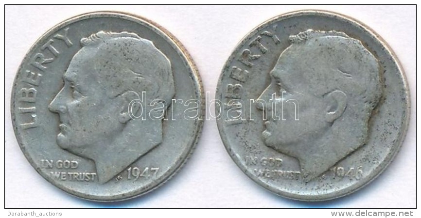 Amerikai Egyesült Államok 1946-1947. 1D Ag 'Roosevelt' (2x) T:2-
USA 1946-1947. 1 Dime Ag 'Roosevelt'... - Zonder Classificatie