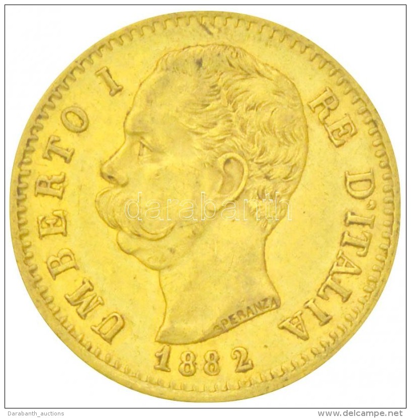 Olaszország 1882R 20L Au 'I. Umberto' (6,44g/0.900) T:2 Kis Ph. 
Italy 1882R 20 Lire Au 'Umberto I'... - Unclassified