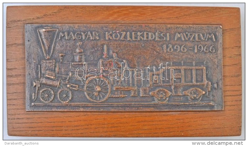 1966. 'Magyar Közlekedési Múzeum 1896-1966' Br Plakett Falapra ErÅ‘sítve (6,8x14,8cm /... - Non Classés