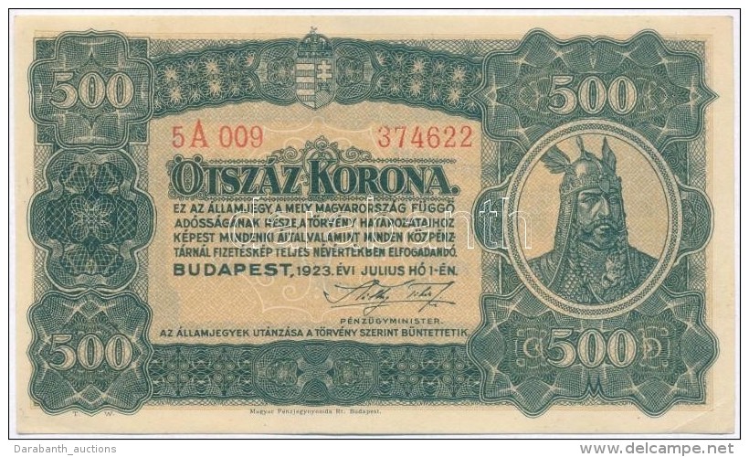 1923. 500K 'Magyar Pénzjegynyomda Rt. Budapest' T:II- Szép Papír
Adamo K34 - Zonder Classificatie